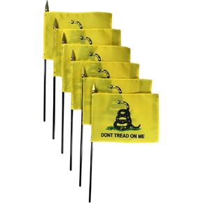 Set of 6 4x6" E-Gloss Gadsden Stick Flag - Flag Only - Made in the USA