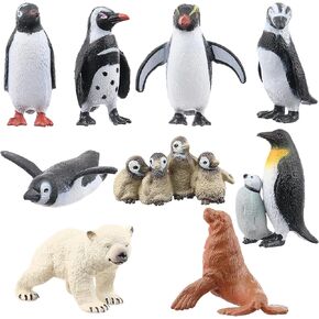 9pcs Polar Animals Figures Set, Realistic Arctic Winter Animals Toys for Kids, Educational Cake Toppers Christmas Birthday Gift with Penguins Sea Lion