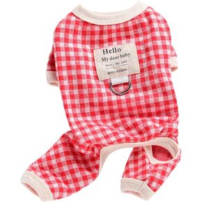 Plaid Dog Clothes Leash Set Soft Breathable Outfit Leashfor Bichon Frise Teddy (L)