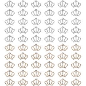 PATIKIL 60Pcs Crown Charms, 1.3" x 0.98" Mini Metal Rhinestone Crystal Crown Embellishments Bulk DIY Handmade Phone Case Clothes Decor Party, Gold Tone