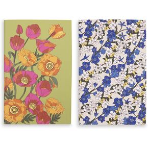 Vera Bradley Set of 2 Soft Bound 6.25" x 4" Mini Stitched Notebooks (Meadow Bouquet)