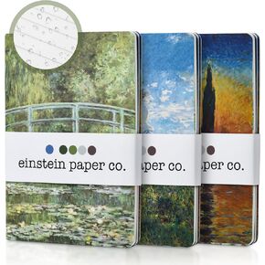 Claude Monet B6 Stone Paper Notebook Set (3-Pack) – Waterproof, Tear-Resistant, Eco-Friendly Lined Journals – Watercolor-Inspired Designs – 80 Pages, Portable Notebooks