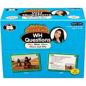 Super Duper Publications | Webber® Photo Cards – WH Questions | Flashcards - Receptive and Expressive Language Skills | Educational Learning Resource for Children