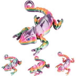 3D Printed Integrated Lizard Model with Eyes,3D Printed Animals Joint Movable Creative Toys,Home Office Decor,Festival Gifts Executive Desk Animals Toy
