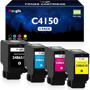 Compatible C4150 Toner Cartridges High Yield Replacement for Lexmark C4150 Toner Cartridge 24B6516 24B6517 24B6518 24B6519 for Lexmark C4150 Printer (4-Pack, Black Cyan MagentaYellow)