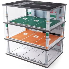 Model Car Display Case 1:18 Scale Diecast Diorama Garage with Lights for Lego Alloy Car Collectibles Wood Storage Shelf,3 Tiers of 9 Parking Spaces
