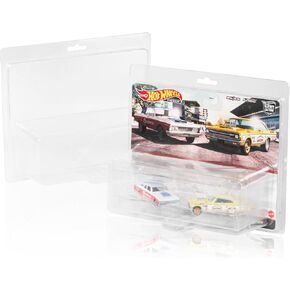10 Pack Clear Protectors Compatible with Hot Wheels Premium 2-Pack – 0.75mm Ultra Thick PET Clamshell Display Cases & Storage Blister Protective Covers