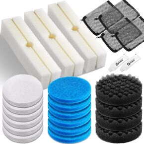 28 PcsFilter Media Replacement Set Compatible with Fluval Fx2 Fx4 Fx5 Fx6, Including Media Bags, Quick Clear/Water Polishing Pads, Foam Pads, Filter Media Canister