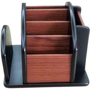 Revolving Remote control caddy,Wooden pen holder for desk office supplies stationery storage, Multi function home & office desktop organizer YCL875R