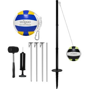 Portable Tetherball Set with 2 Tetherball Ball, Rope and Pole, Heavy Duty Tetherball Pole Set for Family Fun, Portable Outdoor Game Fun for Backyard, Lawn, Sand and Beach
