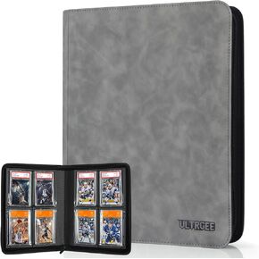 Graded Card Binder, Storage Binder for Graded Cards - 4 Slot, PSA Card Display Album compatible with PSA/CGC/PCG Slabs, Holds 40 Graded Cards (Black)