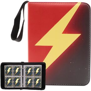 Lightning Card Binder 4-Pocket, 400 Pockets Thunder Design Trading Card Holder for Card Premium Card Book Sturdy Card Holder (Electric Ring)