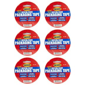 Crystal Clear Packing Tape Refill Rolls for Standard Tape Guns and Tape Dispensers, 6 Rolls of Heavy Duty Shipping and Moving Packaging Tape, 2 Inch x 60 Yards Each (360 Yards Total)