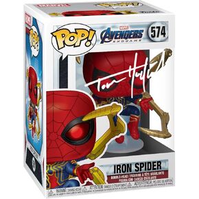 Tom Holland Spiderman Iron Spider #574 Facsimile Signed Reprint Laser Autographed Funko POP! Movies Marvel Endgame Figurine with Protector Case
