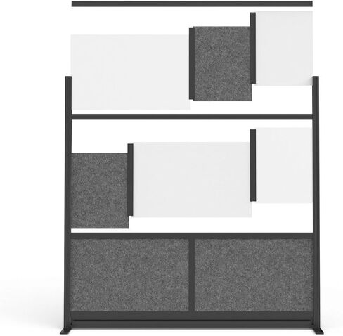 LUXOR MW-7048-XWCGB Modular Wall Room Divider System - Black Frame - 70" x 48" Add-On Wall with Whiteboard in Saudi Arabia