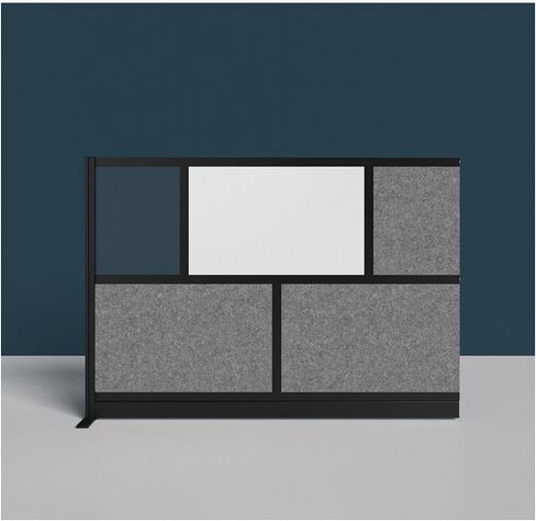 LUXOR MW-7048-XWCGB Modular Wall Room Divider System - Black Frame - 70" x 48" Add-On Wall with Whiteboard in Saudi Arabia