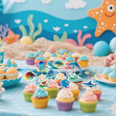 9pcs أكريليك أوشن كب كيك توببر البحر الكعك الكعك القبعات العليا لأعياد الميلاد زخارف حفل العطلات الاحتفالية in Saudi Arabia