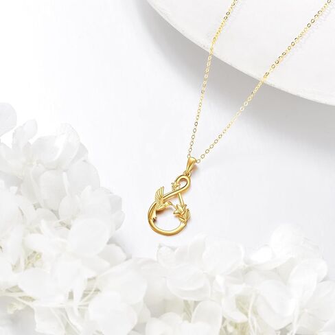 14K Gold Hummingbird Bird Necklace Jewelry Gifts for Women Hummingbird Jade Pendant Necklace for Women Girls in Saudi Arabia