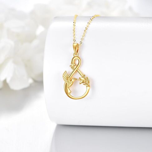 14K Gold Hummingbird Bird Necklace Jewelry Gifts for Women Hummingbird Jade Pendant Necklace for Women Girls in Saudi Arabia