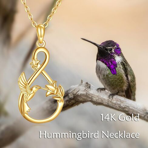 14K Gold Hummingbird Bird Necklace Jewelry Gifts for Women Hummingbird Jade Pendant Necklace for Women Girls in Saudi Arabia