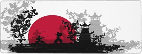 Mouse Pad Japanese Style Ink Painting Pattern, Large Desk Mat, XXL Gaming Keyboard Mat, Non-Slip Rubber Base, Big Extended Desk Protector for Home Office, 31.5x12 inch in Kuwait