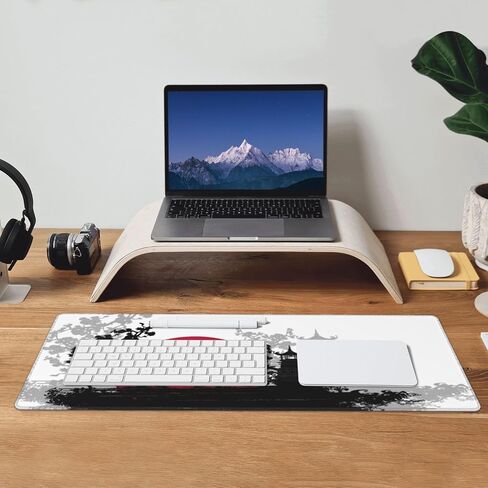 Mouse Pad Japanese Style Ink Painting Pattern, Large Desk Mat, XXL Gaming Keyboard Mat, Non-Slip Rubber Base, Big Extended Desk Protector for Home Office, 31.5x12 inch in Kuwait