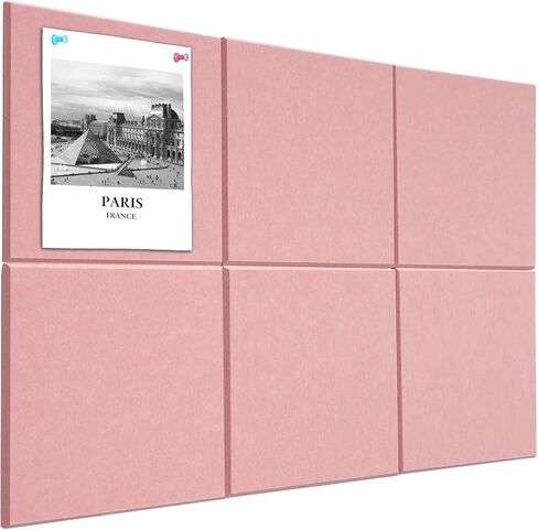 Large Cork Board Alternative 48" X 36" Bulletin Board - 12 Pack Removable Felt Wall Tiles with 30 pushpins, Large Cork Boards for Walls Cork Board for Office Pin Board Tack Board - Pink in Saudi Arabia