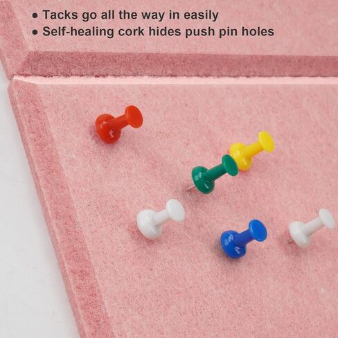 Large Cork Board Alternative 48" X 36" Bulletin Board - 12 Pack Removable Felt Wall Tiles with 30 pushpins, Large Cork Boards for Walls Cork Board for Office Pin Board Tack Board - Pink in Saudi Arabia
