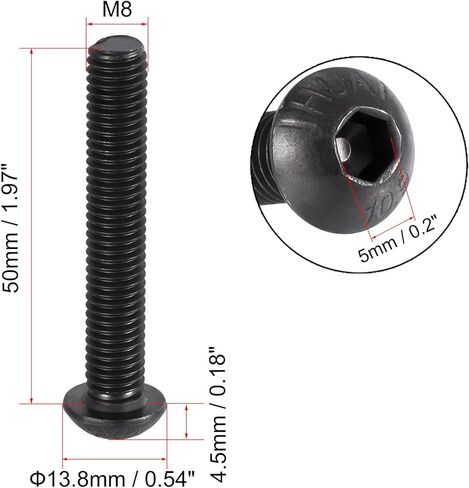 uxcell M8x60mm Hex Socket Button Head Cap Bolts Screws Carbon Steel 10pcs in Saudi Arabia