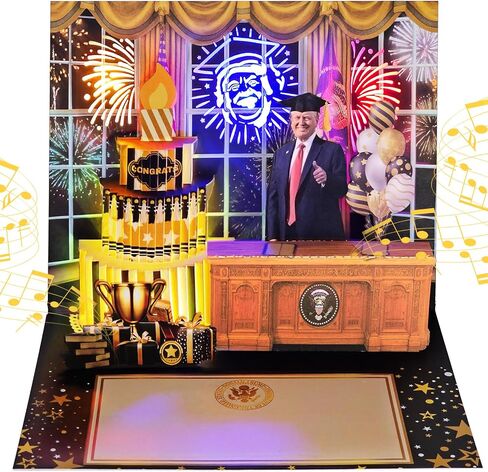 3D Pop-Up Birthday Card with Music & Light – President’s Voice Funny Greeting, Happy Birthday Song & Blow-Out Candle Effect – Unique Gift for Him & Her in Saudi Arabia