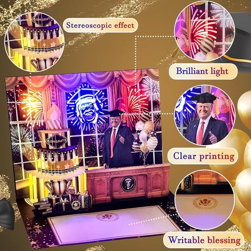 3D Pop-Up Birthday Card with Music & Light – President’s Voice Funny Greeting, Happy Birthday Song & Blow-Out Candle Effect – Unique Gift for Him & Her in Saudi Arabia