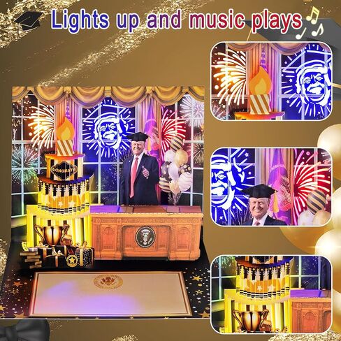 3D Pop-Up Birthday Card with Music & Light – President’s Voice Funny Greeting, Happy Birthday Song & Blow-Out Candle Effect – Unique Gift for Him & Her in Saudi Arabia