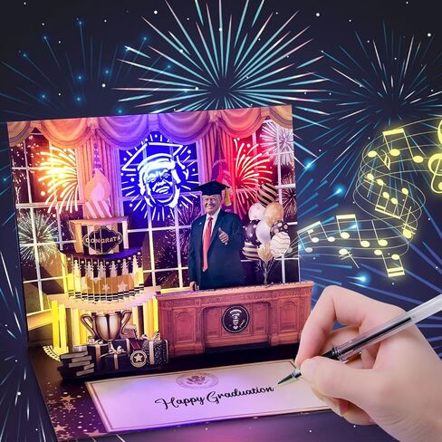 3D Pop-Up Birthday Card with Music & Light – President’s Voice Funny Greeting, Happy Birthday Song & Blow-Out Candle Effect – Unique Gift for Him & Her in Saudi Arabia
