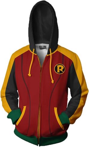 Xinxin Robin Tim Drake 3D Anime Cosplay Cardigan Zip Hoodie للجنسين الكبار أحمر / X-Large in Saudi Arabia