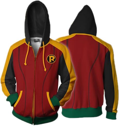 Xinxin Robin Tim Drake 3D Anime Cosplay Cardigan Zip Hoodie للجنسين الكبار أحمر / X-Large in Saudi Arabia