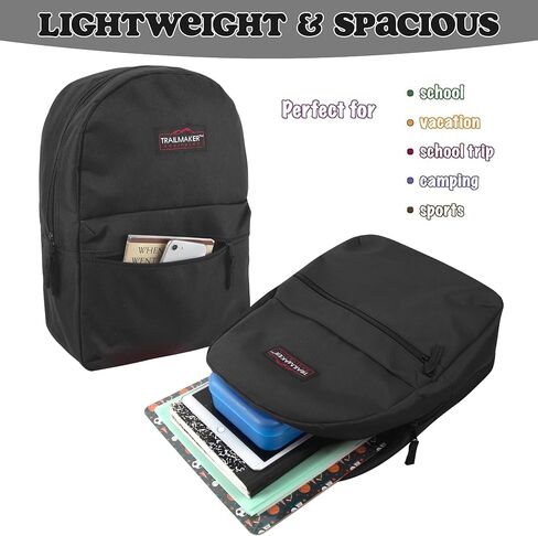 Trail maker Classic 17 inch Backpacks with Adjustable Padded Straps | School Backpacks for Girls, Boys (Black) in Saudi Arabia