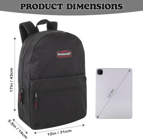 Trail maker Classic 17 inch Backpacks with Adjustable Padded Straps | School Backpacks for Girls, Boys (Black) in Saudi Arabia