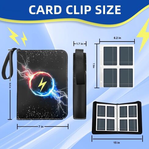 Binder Card Card مع Zipper - 4 -Pocket 50 صفحة يحمل 400 بطاقة ، ألبوم جامع مع الأكمام (4 جيوب) in Saudi Arabia