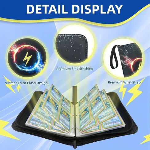 Binder Card Card مع Zipper - 4 -Pocket 50 صفحة يحمل 400 بطاقة ، ألبوم جامع مع الأكمام (4 جيوب) in Saudi Arabia