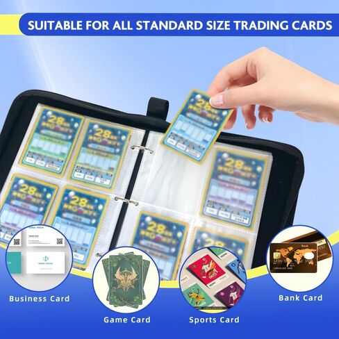 Binder Card Card مع Zipper - 4 -Pocket 50 صفحة يحمل 400 بطاقة ، ألبوم جامع مع الأكمام (4 جيوب) in Saudi Arabia