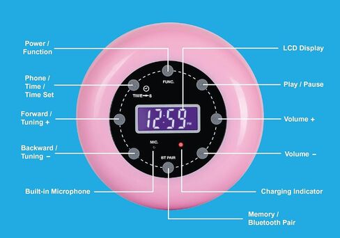 هانلوماكس HX-159CR مكبر صوت بلوتوث محمول مع راديو وساعة (أرجواني) in Saudi Arabia