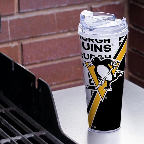 Rico Industries NHL Hockey Vegas Golden Knights 24oz Acrylic Tumbler with Hinged Lid, Officially Licensed Double Wall Tumbler with Straw in Saudi Arabia