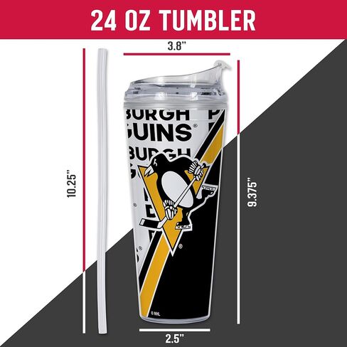 Rico Industries NHL Hockey Vegas Golden Knights 24oz Acrylic Tumbler with Hinged Lid, Officially Licensed Double Wall Tumbler with Straw in Saudi Arabia