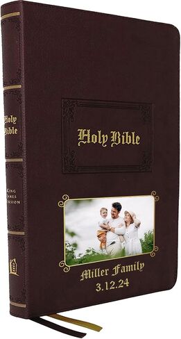 Personalized Vintage Bible with Custom Photo & Text, KJV, King James Version, Red Letter Edition, Large Comfort Print, Faux Leather in Saudi Arabia