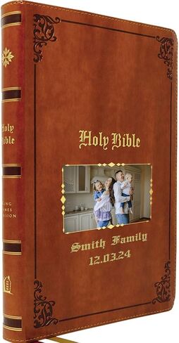 Personalized Vintage Bible with Custom Photo & Text, KJV, King James Version, Red Letter Edition, Large Comfort Print, Faux Leather in Saudi Arabia