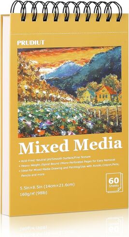 4 Pack Mixed Media Sketchbook, 9x12 inches Drawing Paper Sketch Book, 98lb/160gsm Heavyweight Spiral Bound Sketch Pads, Suitable for Wet and Dry Media, Drawing, Painting, Sketching(200 Sheets) in Saudi Arabia