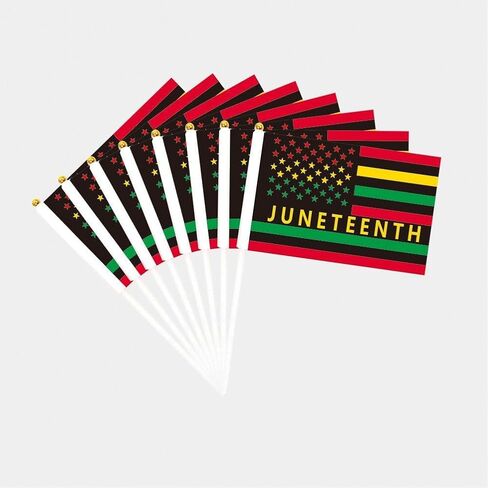 50 Pack Juneteenth Handheld Flags Sticks, Mini Juneteenth Celebrate Flags,Small Hand Waving Flags for Africa American Party Parades Event Decoration in Kuwait