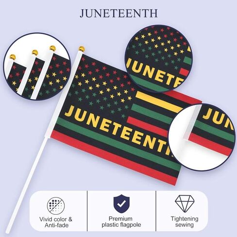 50 Pack Juneteenth Handheld Flags Sticks, Mini Juneteenth Celebrate Flags,Small Hand Waving Flags for Africa American Party Parades Event Decoration in Kuwait