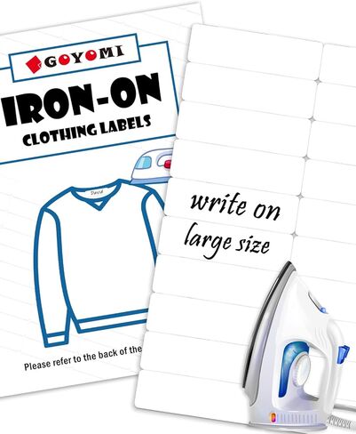 Writable Iron on Clothing Labels, Fabric Labels Name Tags for Daycare, Nursing Home, Camp, School, Laundry, Organizing, Washer & Dryer Safe, Pack of 100 - Size 0.5'' x 1.75'', with 1 Permanent Marker in Kuwait