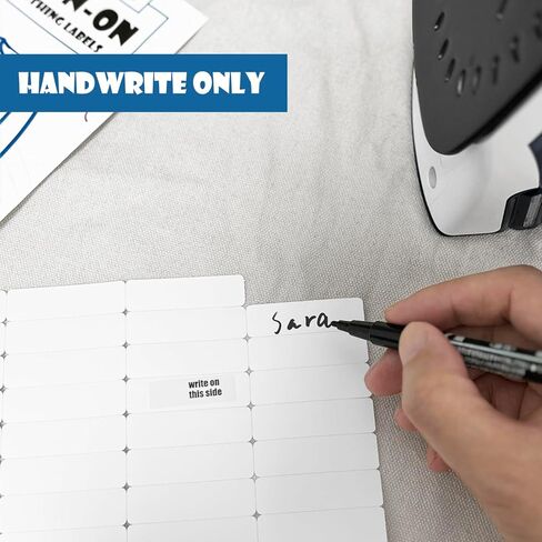 Writable Iron on Clothing Labels, Fabric Labels Name Tags for Daycare, Nursing Home, Camp, School, Laundry, Organizing, Washer & Dryer Safe, Pack of 100 - Size 0.5'' x 1.75'', with 1 Permanent Marker in Kuwait